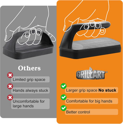 GRILLART Griddle Cleaning Kit for Blackstone, Flat Top Grill Cleaning Kit with Grill Stone, Griddle Scraper, Scouring Pad and Handles, Multifunctional Griddle Accessories for Rusty Grills, Orange