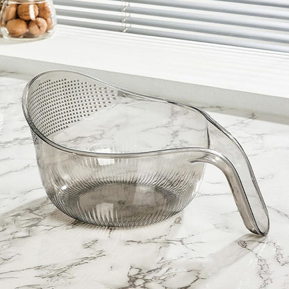 Functional Rice Washing Colander Efficient Draining Bowl Practical Sink Basket PET Suitable for Washing Rice, Clear