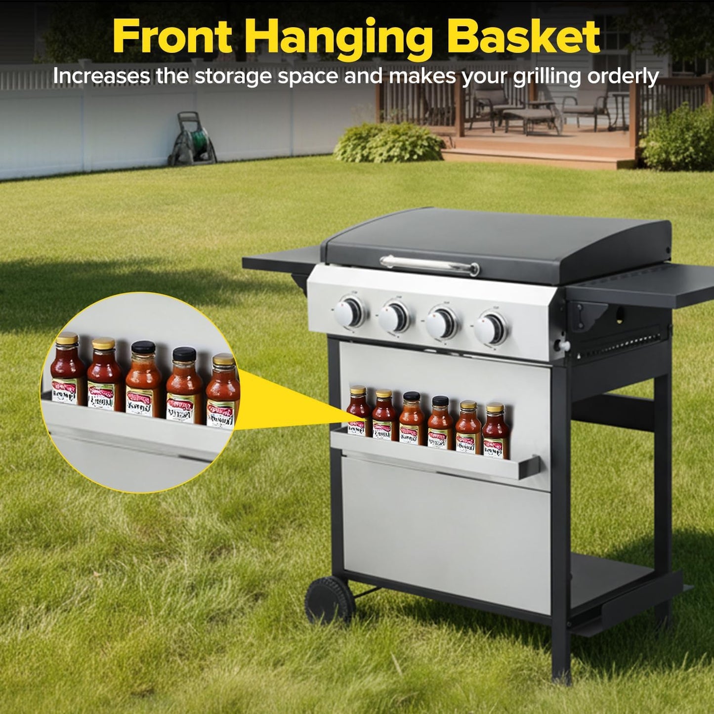 CIG GARDEN 3-Burner Gas Grill & Griddle Combo, 2-in-1 Propane BBQ with Stainless Steel Griddle, Cast Iron Grates & Lid - 30,000 BTU Flat Top for Patio, Backyard, Camping