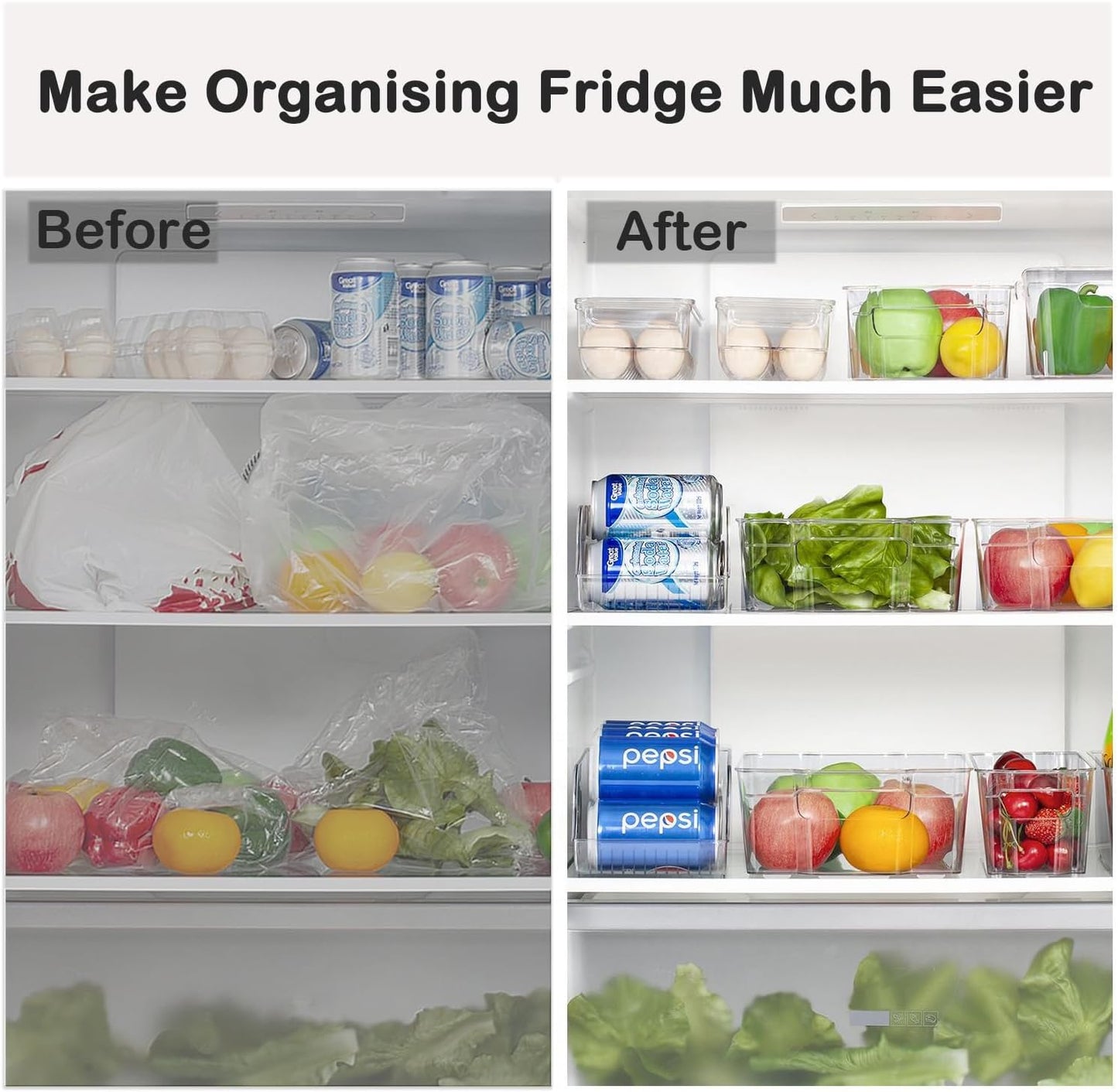 3 Pack Storage Organizer Bins, Plastic Desk Storage Bins Food Storage Organizer with 4 Slots for Pantry, Kitchen, Fridge, Cabinet Packets, Snacks, Pouches, Spice Packets