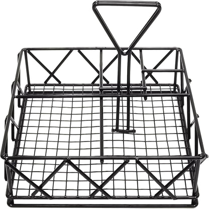 FixtureDisplays® 8 X 8 X 7 Tabletop Condiment Caddy Black Metal Wire Condiment Organization Caddie 19694-NF