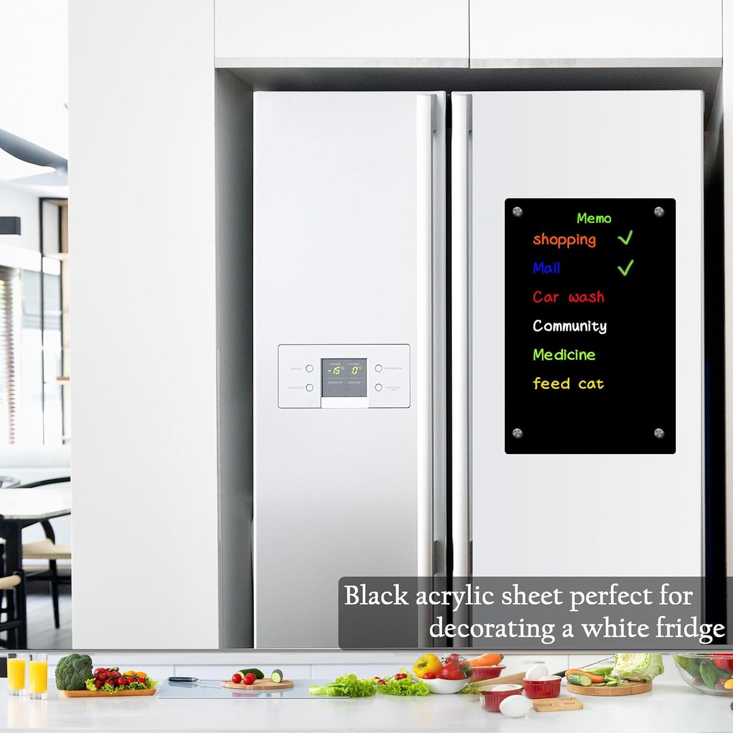 JonXon 8"X12" Acrylic Magnetic Menu Board for Kitchen,Acrylic Weekly Calendar for Fridge,Clear Meal Planner for Refrigerator,Magnet Fridge Menu Planner with 6 Magnetic Erasable Markers