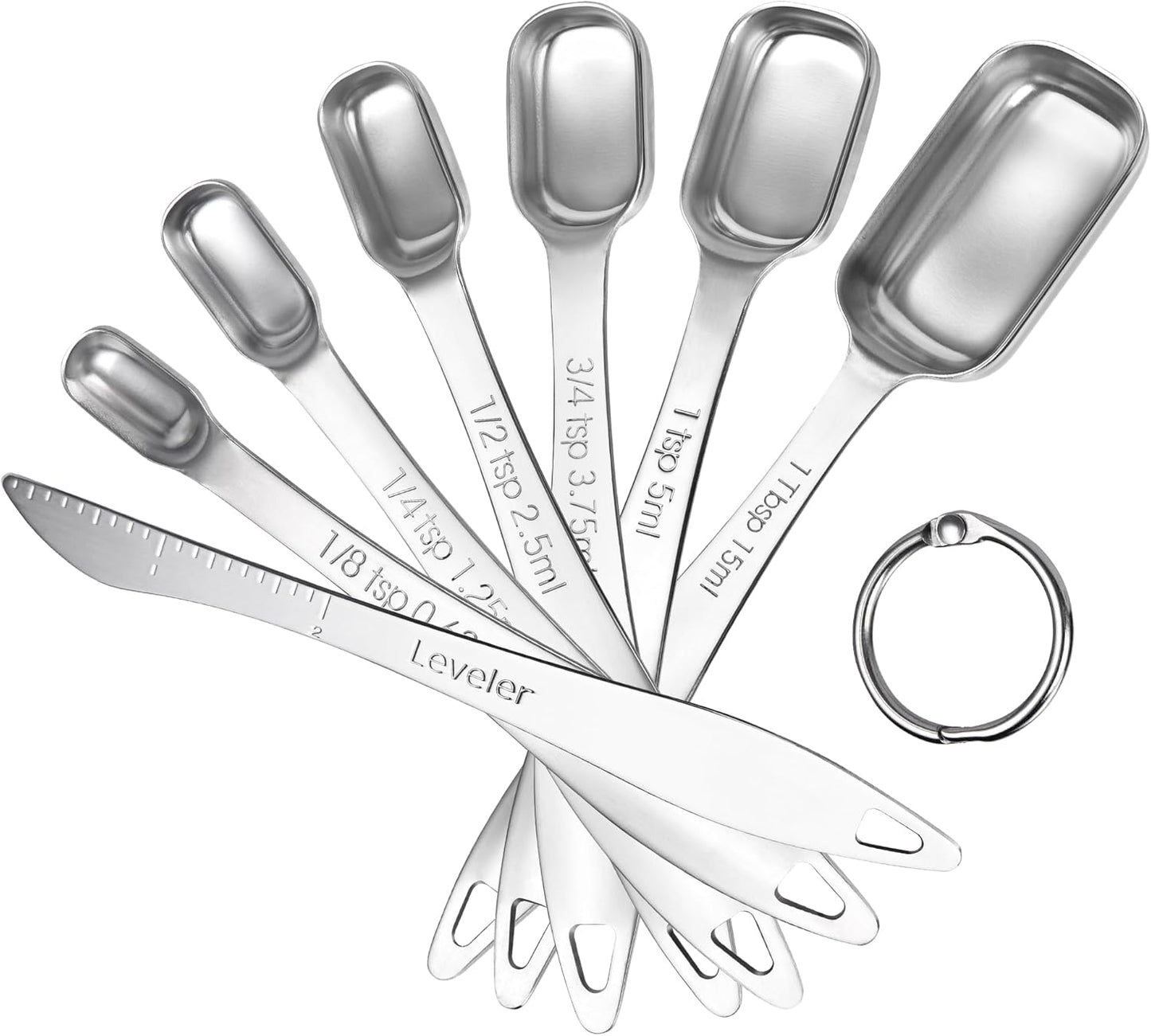 Measuring Spoons: U-Taste 18/8 Stainless Steel Measuring Spoons Set of 9 Piece: 1/16 TSP, 1/8 TSP, 1/4 TSP, 1/3 TSP, 1/2 TSP, 3/4 TSP, 1 TSP, 1/2 tbsp & 1 tbsp Dry and Liquid Ingredients
