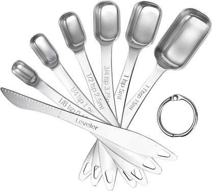 Measuring Spoons: U-Taste 18/8 Stainless Steel Measuring Spoons Set of 9 Piece: 1/16 TSP, 1/8 TSP, 1/4 TSP, 1/3 TSP, 1/2 TSP, 3/4 TSP, 1 TSP, 1/2 tbsp & 1 tbsp Dry and Liquid Ingredients
