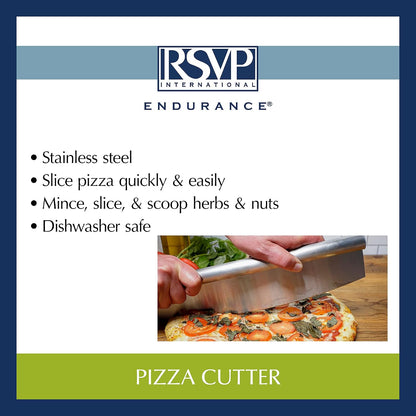 RSVP International Endurance® Rocker Style Stainless Steel Pizza Cutter, 14" | Sharp & Versatile Cutter | Chop & Slice Cakes & Pizzas with Ease | Dishwasher Safe