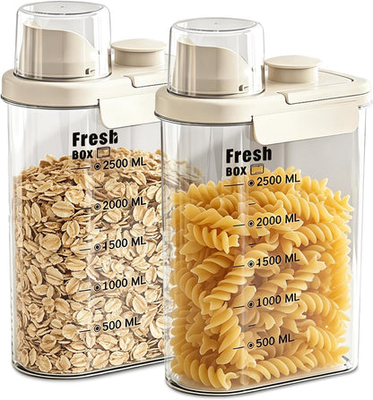Air Tight Cereal Container Organizer-2PC 98.5oz Food Storage Container with Outlet Measuring Cup Lid, Ideal for Dry Food, Rice, Sugar, Pet Food dispenser - BPA free（Green）