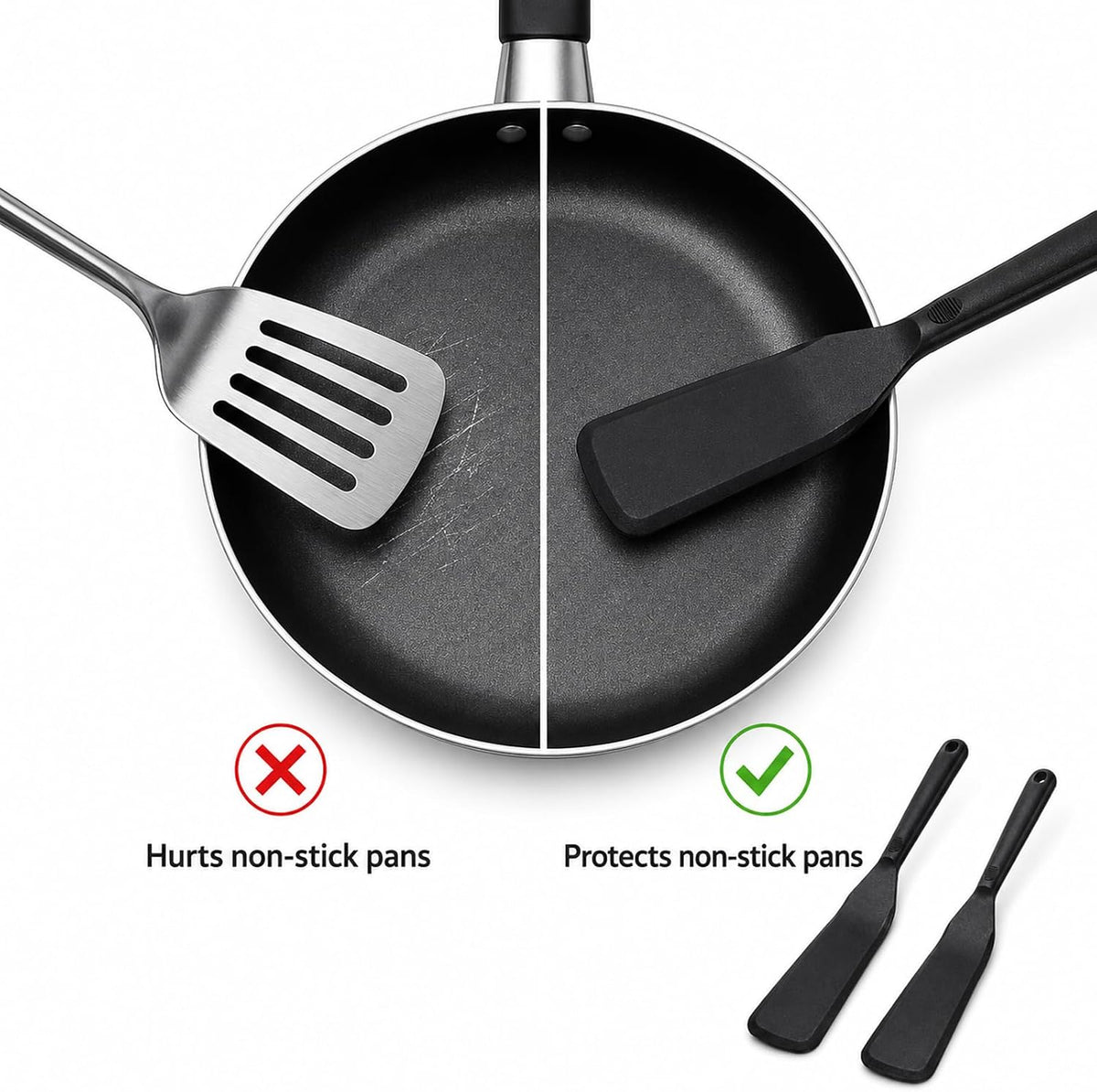 Jeffdad 2 PCS Silicone Crepe Spatula Thin Omelet Turner Narrow Spatula Long