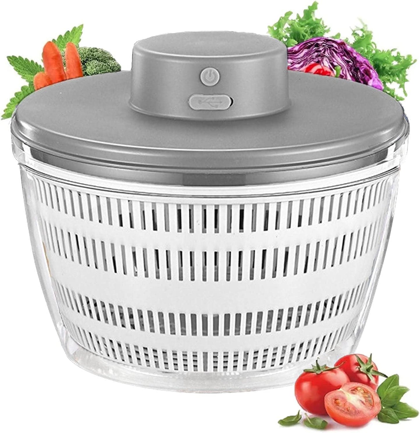 Electric Salad Spinner, 6L Lettuce spinner,Large Capacity Salad Vegetable Dryer,Fruit Salad Washer spinner dryer for Home Kitchen Washing & Drying Leafy Vegetables