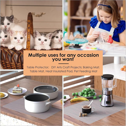 KitchenRaku Extra Large Silicone Mat for Kitchen Worktop Protector, Thickened Nonstick Heat Resistant Countertop Mat, Nonskid Placemat, Craft Mat, Table Mat (Grey, 23.6"x31.5")