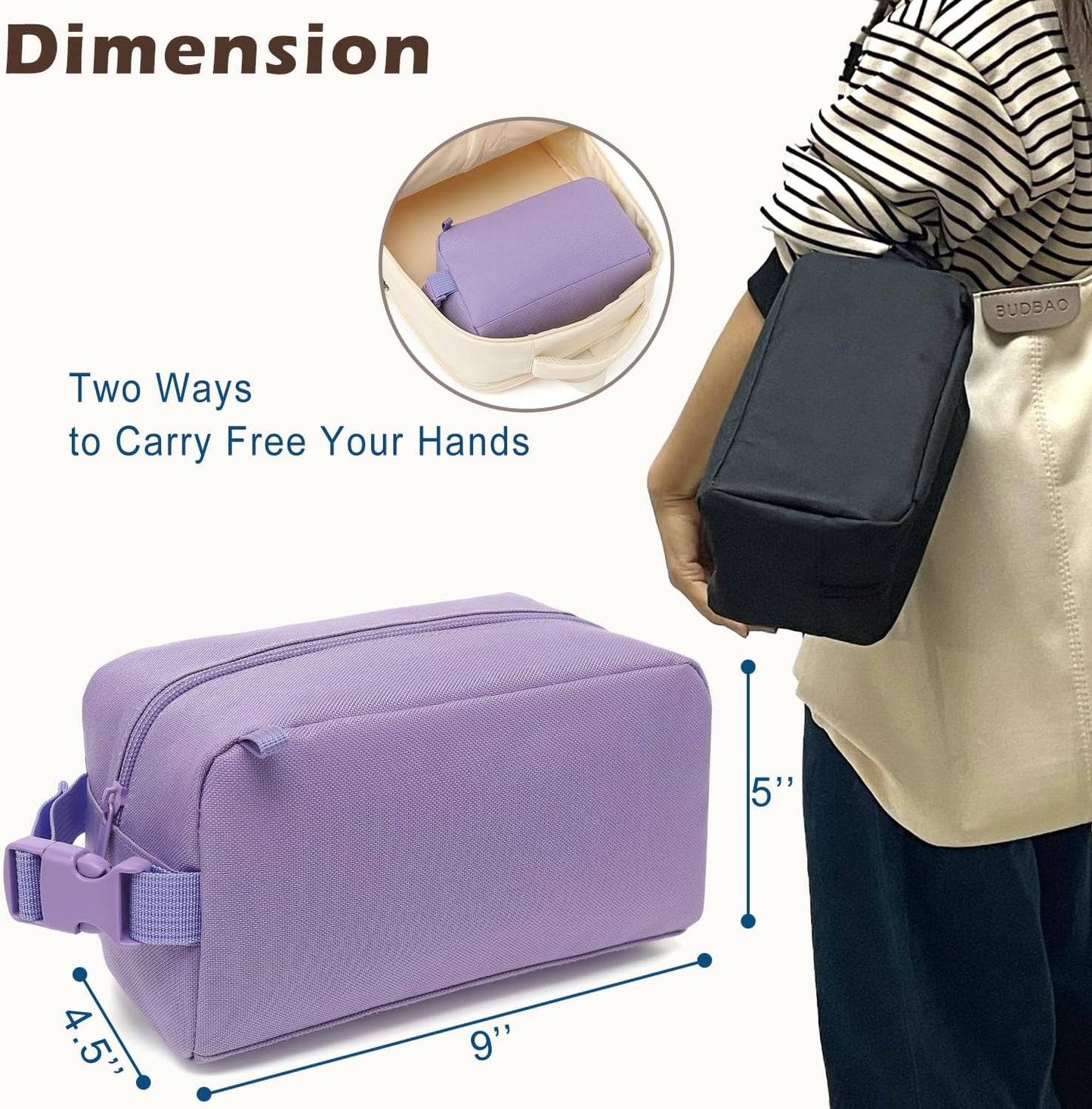 FlowFly Small Insulated Lunch box Portable Soft Bag Mini Cooler Thermal Meal Tote Kit with Handle for Work & School, Black