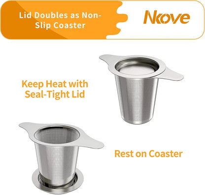 NKOVE Stainless Steel Tea Infuser, Loose Leaf Tea Strainer, Fine Mesh