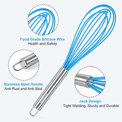 NileHome 3-Pack Stainless Steel Whisk Set, Kitchen Utensils for Cooking