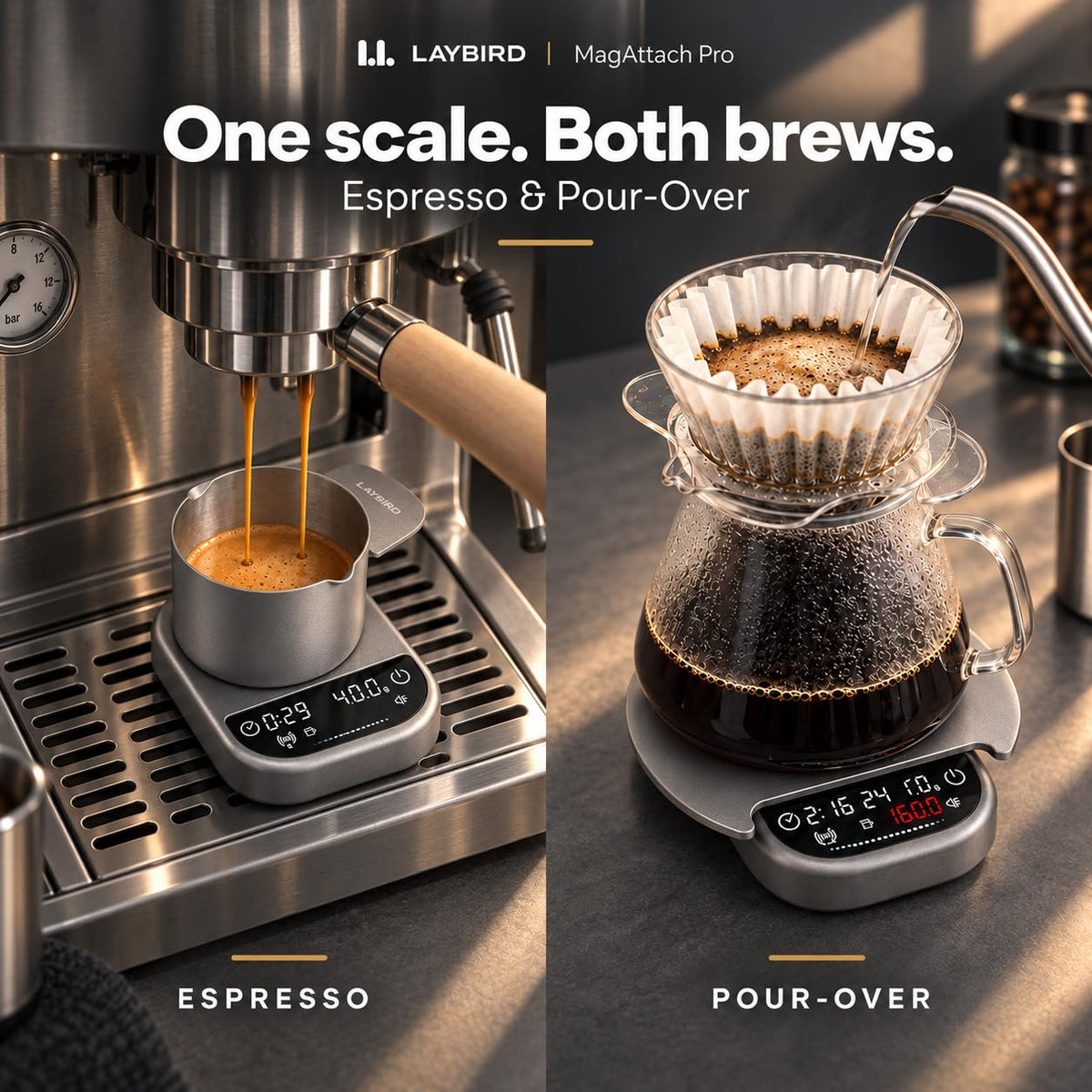 MagAttach Pro Coffee Scale with Timer for Espresso & Pour Over