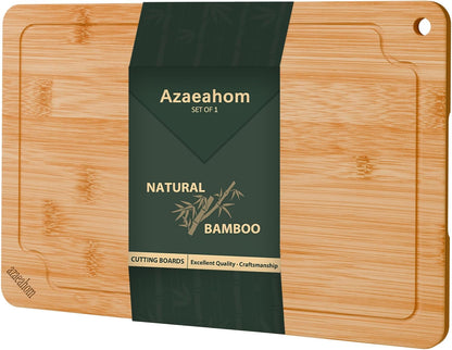 Bamboo Cutting Boards for Kitchen, Wood Cutting Board Set with Juice Grooves & Built-in Handles, Large Medium Small Chopping Board for Meat, Vegetables, Fruit