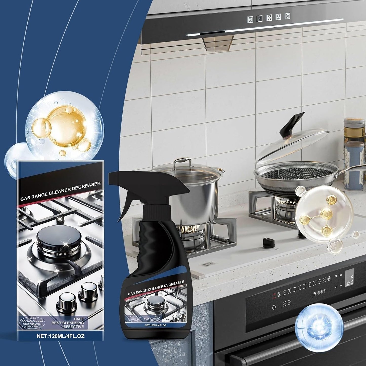 Range Hood & Stove Build Up Degreaser Cleaner, Duty Stove and Oven and Degreaser for Glass Tops, Oven Racks, BBQ Grills, Range Hoods and more
