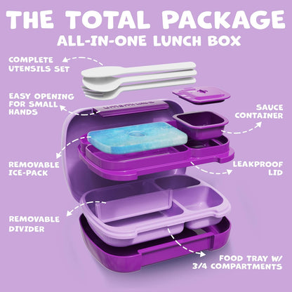 Umami All-in-1 Bento Box for Kids, Ice-pack & Utensils Included, 100% Leakproof & BPA free, Parents' favorite Lunch Box Kids (Green, 27 oz)