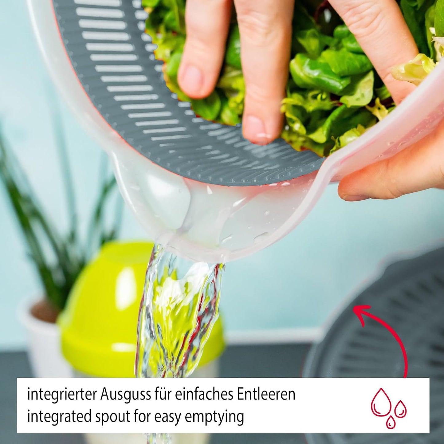 Westmark Germany Vegetable and Salad Spinner with Pouring Spout (Red/Clear)