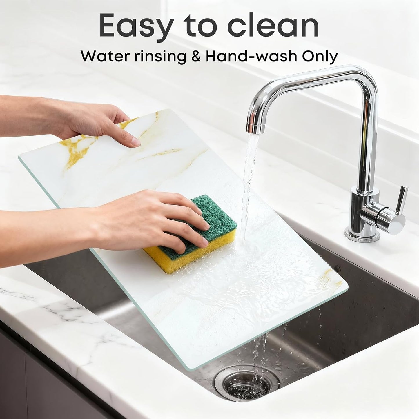 Murrey Home Glass Cutting Board Set for Kitchen Counter, Tempered Glass Chopping Boards Dishwasher Safe, Small Clear Countertop Tray, 16"x12"x2PC