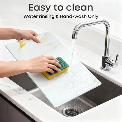 Murrey Home Glass Cutting Board Set for Kitchen Counter, Tempered Glass Chopping Boards Dishwasher Safe, Small Clear Countertop Tray, 16"x12"x2PC