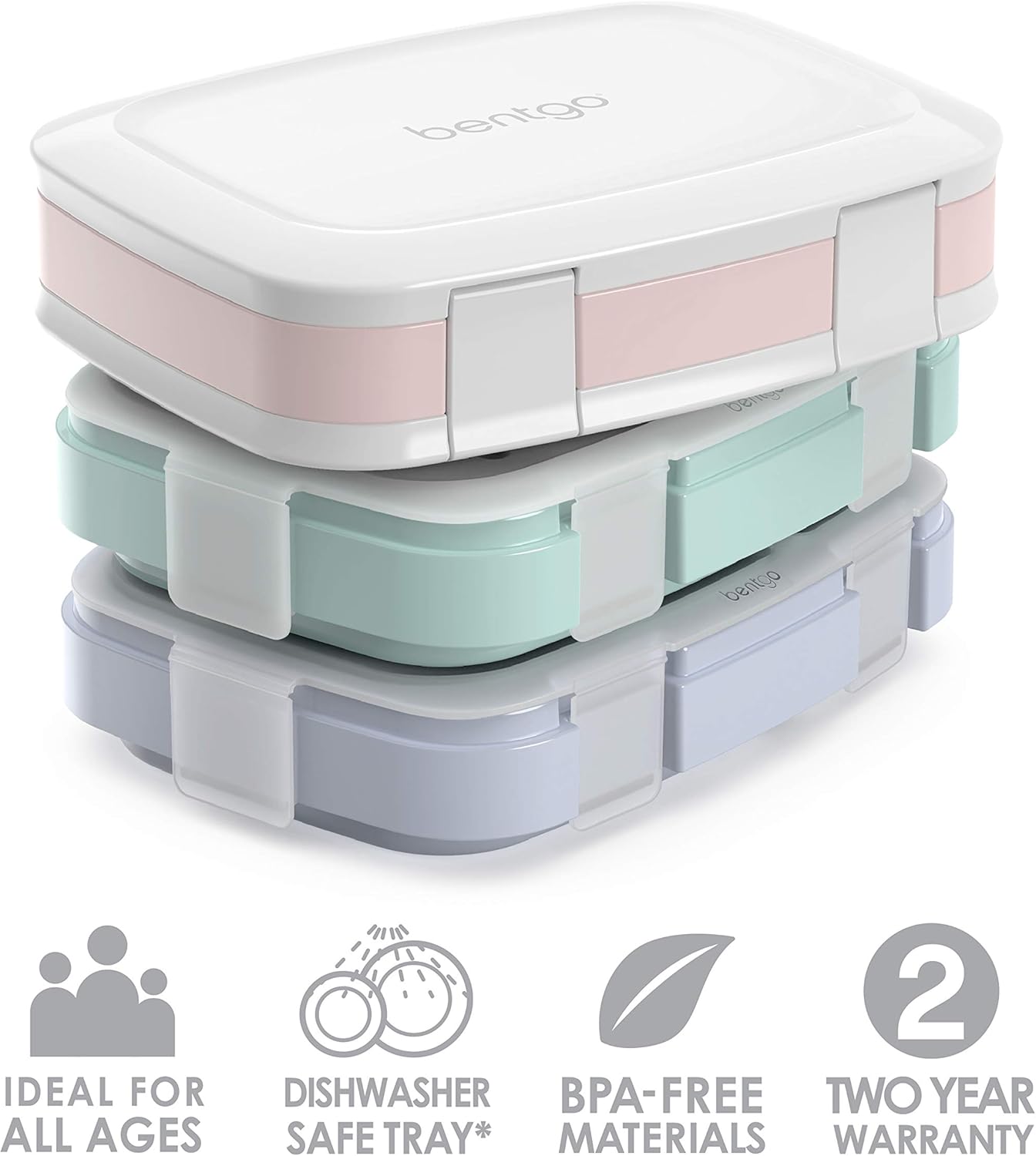 Bentgo Fresh 3-Pack Meal Prep Lunch Box Set - Reusable 3-Compartment Containers for Meal Prepping, Healthy Eating On-the-Go, and Balanced Portion-Control - BPA-Free, Microwave & Dishwasher Safe