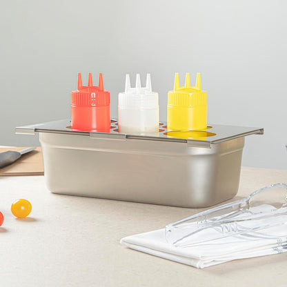 Restaurantware Stainless Steel Bottle Organizer - 1 Count - 6.299 x 7.087 x 0.394 Inches - Dishwasher-Friendly Condiment Holder - Kitchen Bottle Rack - Space-Saving Design - Silver