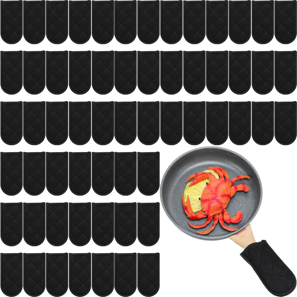 Dandat 24 Set Hot Handle Covers for Daily Replace Use Gift Pan Handle Sleeve Covers Heat Resistant Cast Iron Holder Sleeve Washable Handgrip Mitts for Christmas Kitchen Gifts Craft (Black)