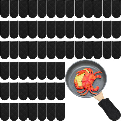 Dandat 24 Set Hot Handle Covers for Daily Replace Use Gift Pan Handle Sleeve Covers Heat Resistant Cast Iron Holder Sleeve Washable Handgrip Mitts for Christmas Kitchen Gifts Craft (Black)