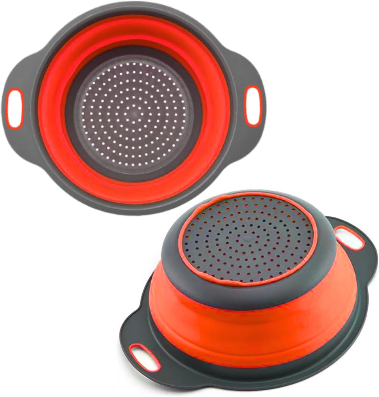 3PCS Green Foldable Kitchen Strainer Set – Silicone Colander Collapsible Strainers and Colanders Green Collander for Kitchen Collapsible Compact Drain Tools for Cooking Prep