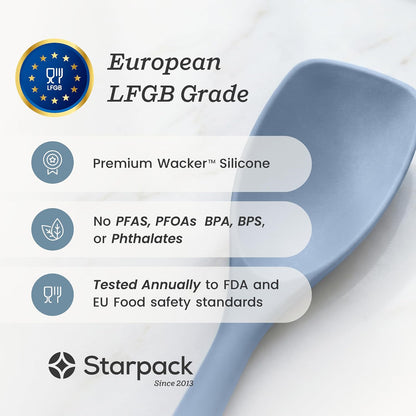 StarPack Silicone Spoonula The All-Rounder 11 Inch - LFGB Spoon Spatula, 600°F Heat Resistant, BPA-Free - One-Piece Seamless, Dishwasher Safe - for Nonstick Cookware, Sage Green