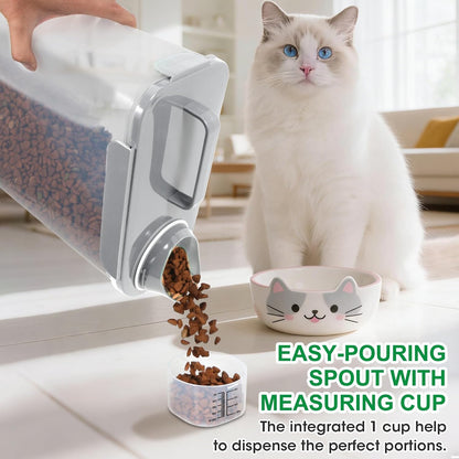 TBMax 10 Lbs Cat Dog Food Storage Container, 2026 Upgraded Large Pouring Container for Pet Food Storage, Bird Seed Dispenser, Portable Travel Kibble Holder -Dark Green