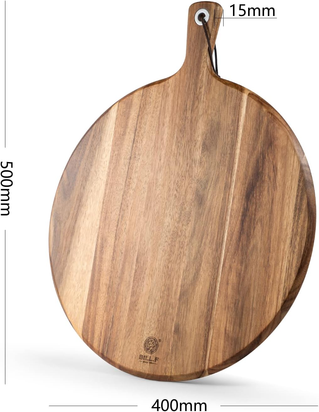 BILL.F Acacia Pizza Peel, Set of 3 Acacia Wood Cutting Board 8" 10" 12" Inch Cutting Board, Cheese Paddle Board, Bread and Crackers Platter for Serving and Minor Food Prepare with Handle and Organizer