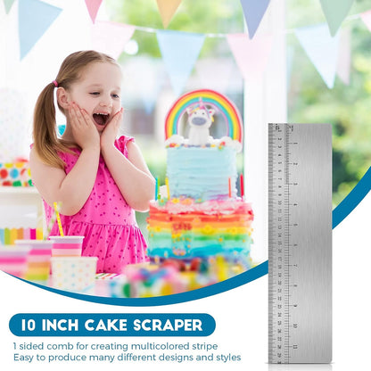 Nuenen Cake Scraper Smoother Metal with Scale Baking Comb Tool, 12 Inches