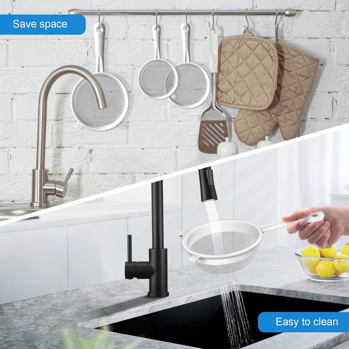 Fine Mesh Strainer Set, Plastic Nylon Sieve Colander for Kefir