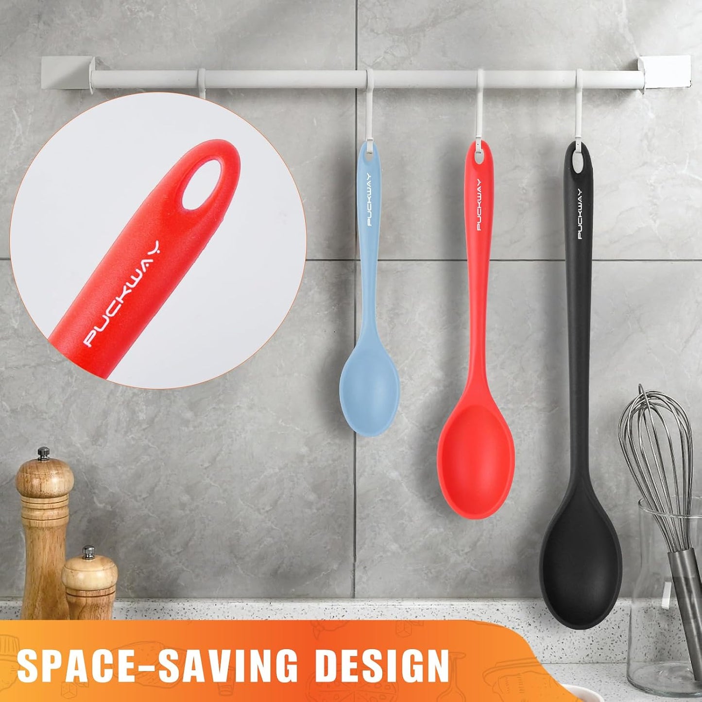3 Pcs Silicone Spoons Set of 7.9 10.6 14.2 inch for Cooking, Heat Resistant Kitchen Spoons for Mixing, Stirring, and Serving, Small to Large Non Stick (Green)