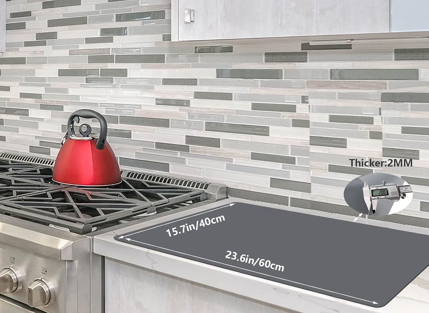 Silicone Mat for Kitchen Counter, Heat Resistant Nonskid Table Mat for Air Fryer to Site on, Countertop Protector, Thick 2MM, XL Large