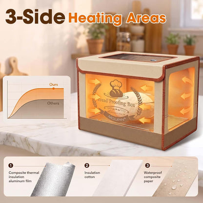 MQUPIN Folding Bread Proofing Box with 68-131℉ Temp Control for Sourdough