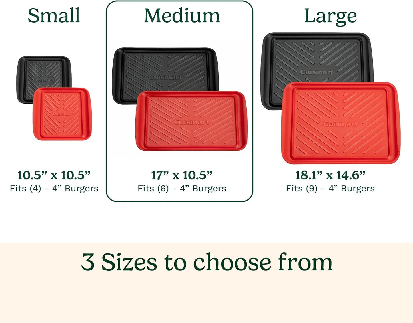 Cuisinart CPK-210 Grilling Prep and Serve Trays, Black and Red Large 18” x 14.5”