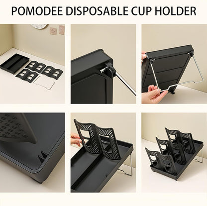 Adjustable Cup and Lid Holder,Disposable Coffee Cup Dispenser Storage Organizer,6-Slot Paper Cups Dispenser for Coffee Station Countertop Office Bar Kitchen,Black