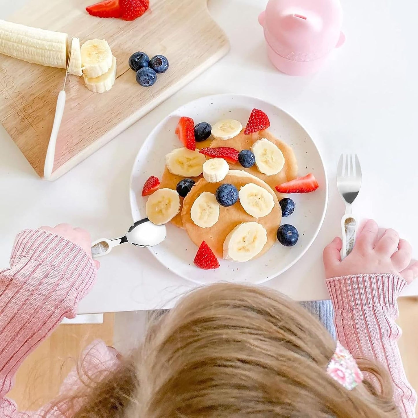 3-Piece Kids Silverware Set With Storage Case, Stainless Steel Reusable Children Safe Knife Spoon Fork Set Blue Eyed Dog Children Flatware Set For Kids Lunch Box