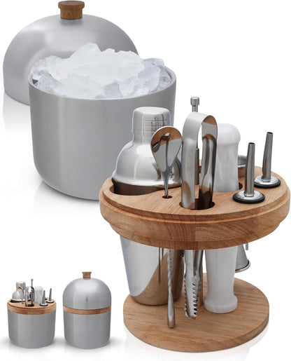 Gusto Nostro 4.1L Insulated Ice Bucket with Lid and Tongs, Double Wall Stainless Steel Ice Bucket Large, BPA Free Ice Bucket for Cocktail Bar, Keeps Champagne, Wine, Beer Chill for Parties