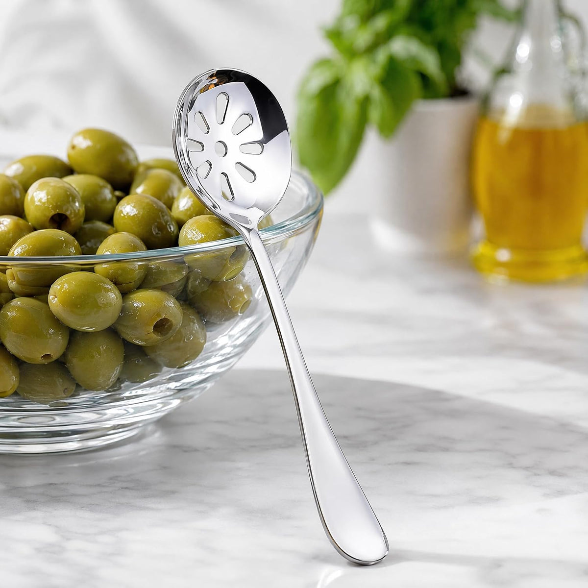 Hetenoyo Mini Slotted Spoon Set, 4 Pack Stainless Steel for Kitchen
