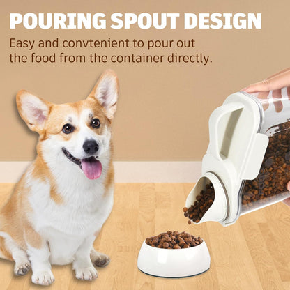 Dog Food Storage Container, Pet Food Storage Containers with Airtight Pour Spout, Cat Food Container with Measuring Cups, Portable Travel Pet Food Container for Dogs, Cats, Birds（Green）