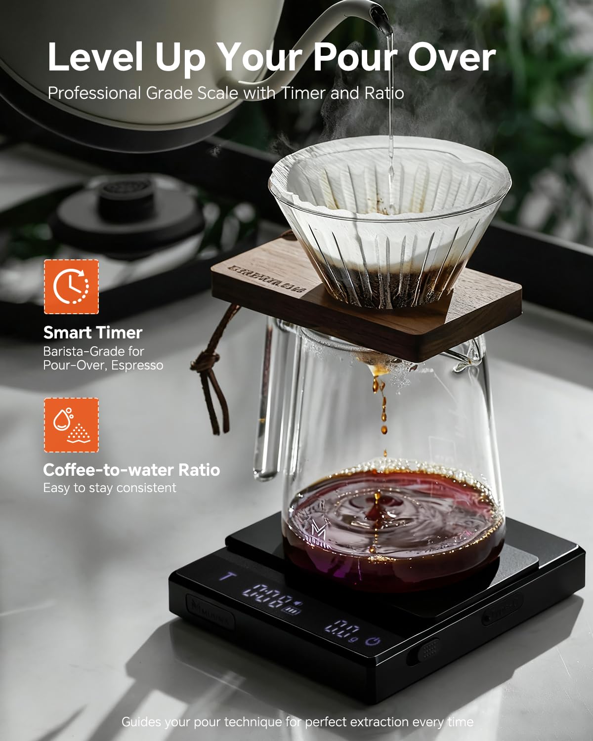 Walnut Coffee Bean Scale Set with Spritzer, Coffee Lover Gifts