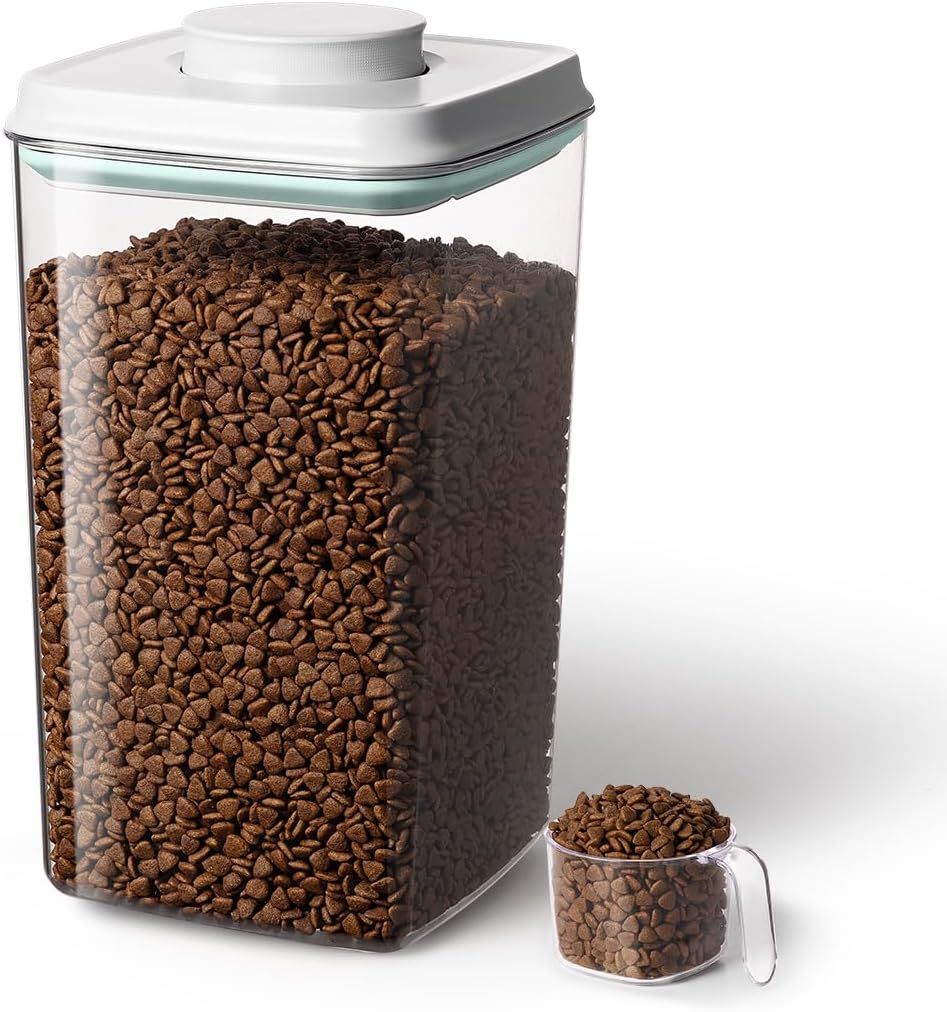 Ankou Dog Food Storage Container with 130ml Scoop – 4L/4.2qt Airtight Dog Food Container for Kibble & Treats, BPA-Free Cat Food Storage Container, Stackable Pop Lid Plastic Container with Lid