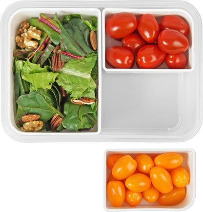 carrotez Food Storage Containers with 3 Removable Compartments, Food Prep Container with Airtight Lids, Portion Control Container, Microwave Safe, Reusable, 4.64 Cup (1100ml)