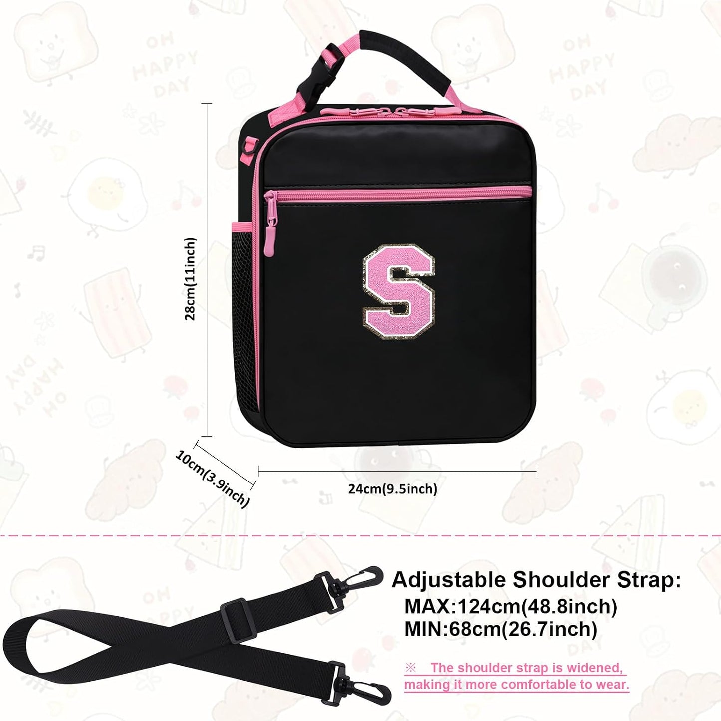 Lunch Box for Women Girls Adult Teens Kids Lunch Bag School Work Picnic Meal Food Container Carrier Purse Cooler,Insulated Lunch Tote with Handheld Shoulder Strap Water Bottle Holder Purple A