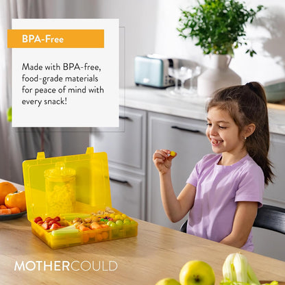 Large Kids Snack Box Containers Set of 2 -100 Labels, BPA-Free, Adjustable Compartments, Dishwasher Safe, Reusable Tray, Food Grade, Meal Prep Container, PARENT TESTED PARENT APPROVED AWARD (Clear)