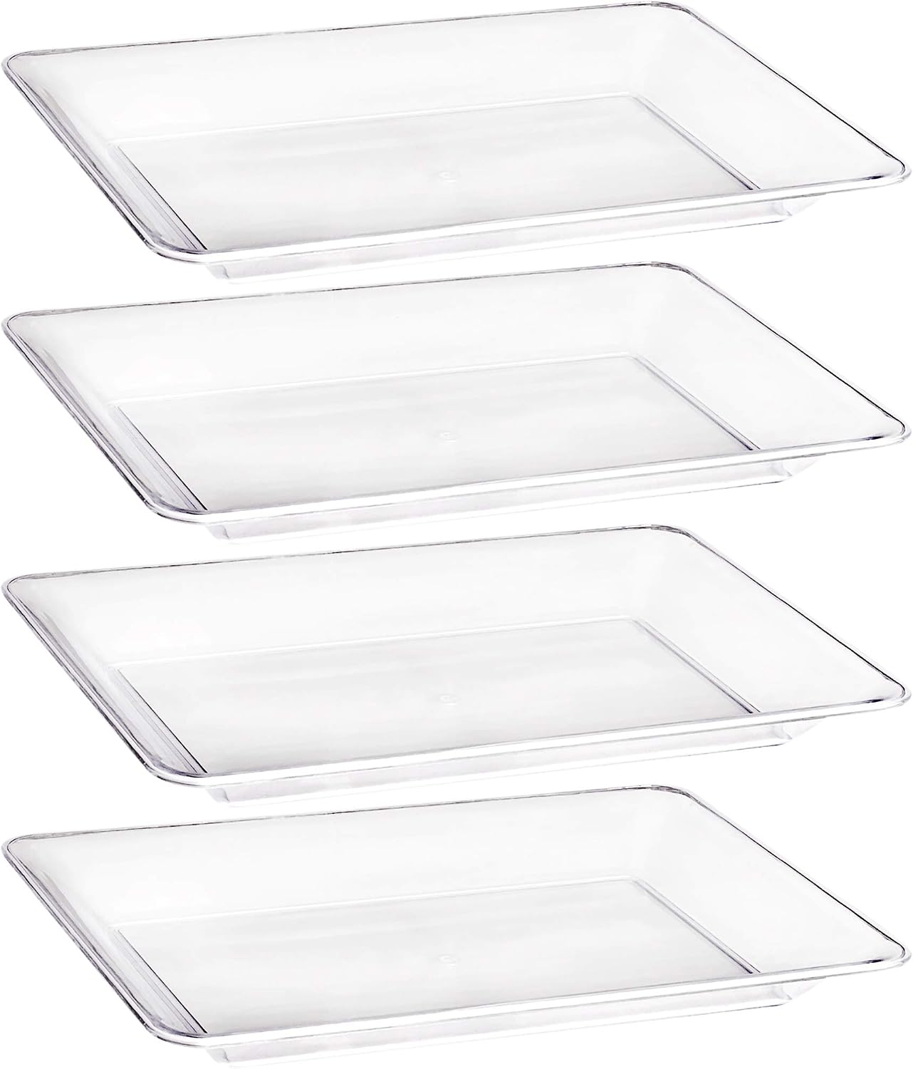 Plasticpro Plastic Serving Trays - Serving Platters Rectangle 10 X 14 Disposable Party Dish Crystal Clear Pack of 4