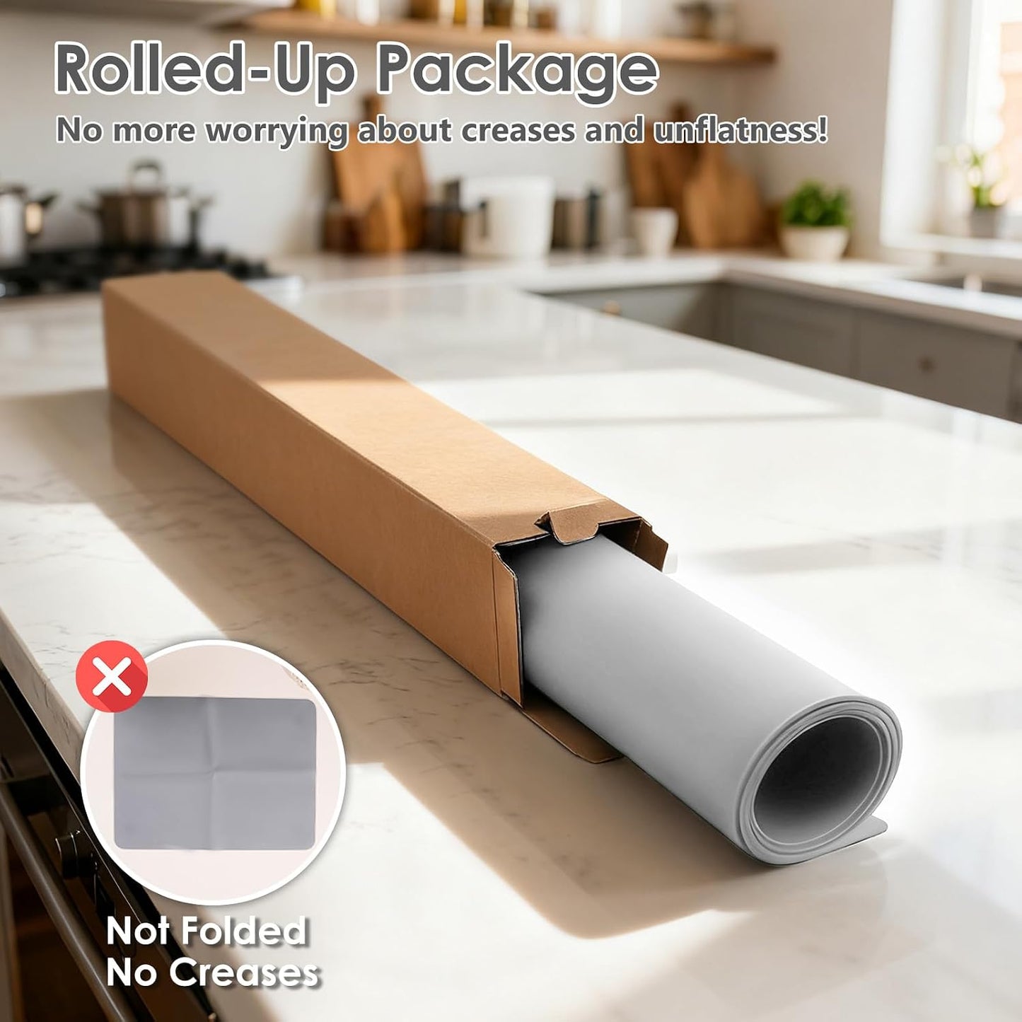 49.2" x 15.7" Large Silicone Mat for Kitchen Counter Protector, Cuttable Silicon Countertop Protector Mat Heat Resistant Mats for Countertop, Cut to Fit Placemat Ship Roll by Foepoge, Black