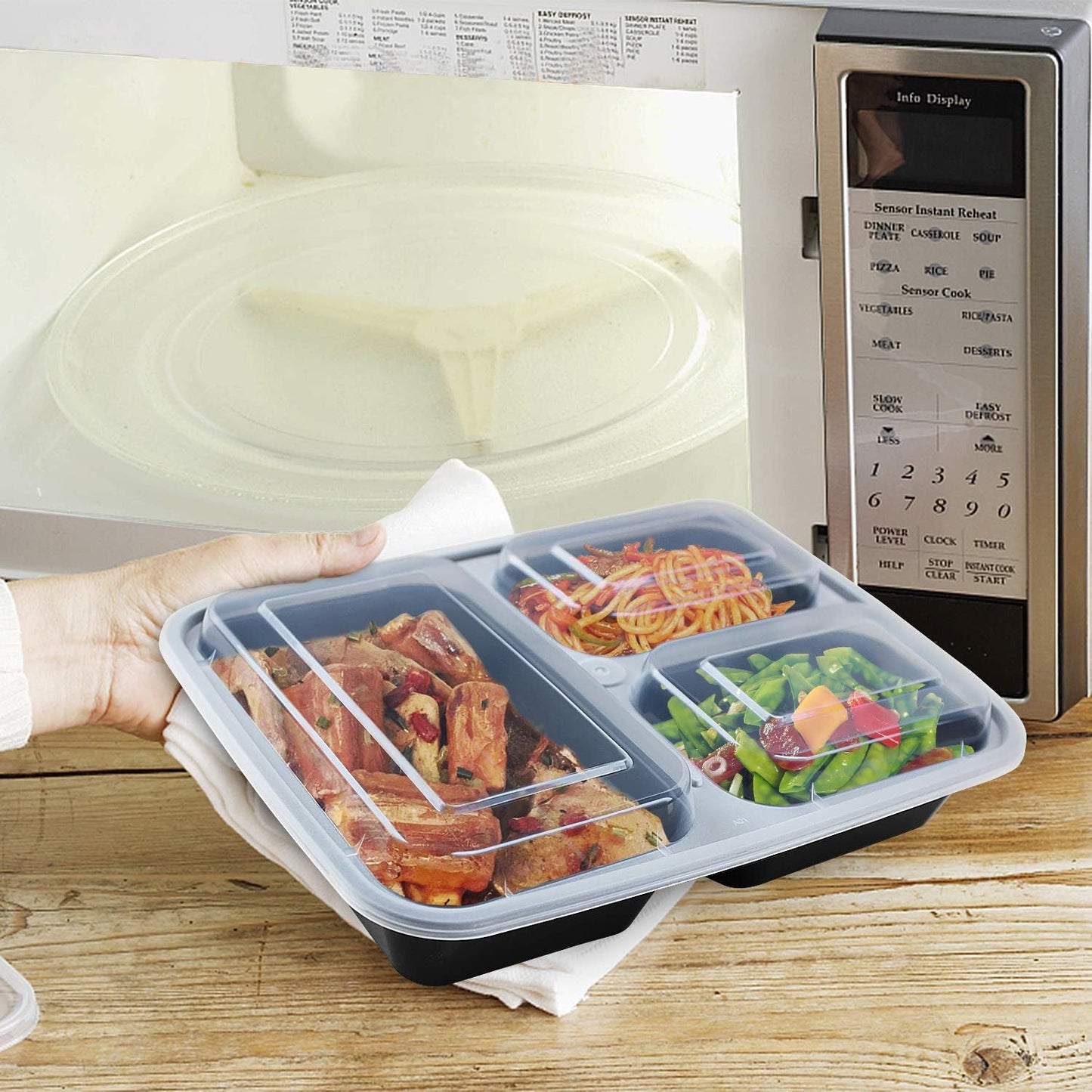 Enther Meal Prep Containers Single Lids Food Storage Bento BPA Free | Stackable | Reusable Lunch Boxes, Microwave/Dishwasher/Freezer Safe Portion Control (28 oz), 12 Pack 1 Compartment
